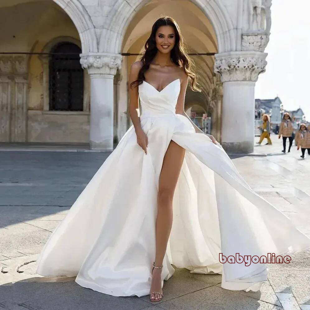 2026 Sweethearts A Line Wedding Dress Sexy Side Split Backless Bride Dress Party Bridal Customize To Measure Robe De Mariee plus size for bride