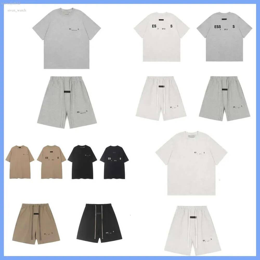 designer essentailsshorts t shirt Summer cotton high street letter short-sleeved essential T-shirt Casual Luxurious Mens Suit Letter-printed shorts