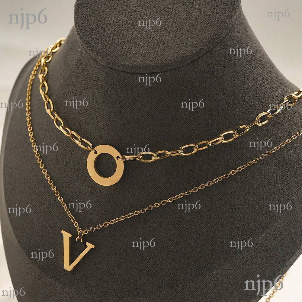 18K Gold Letter V Pendant Correct Logo High Quality Love Gift Long Chain New Charm Luxury 925 Sliver Necklace Stainless Steel Travel Jewelry