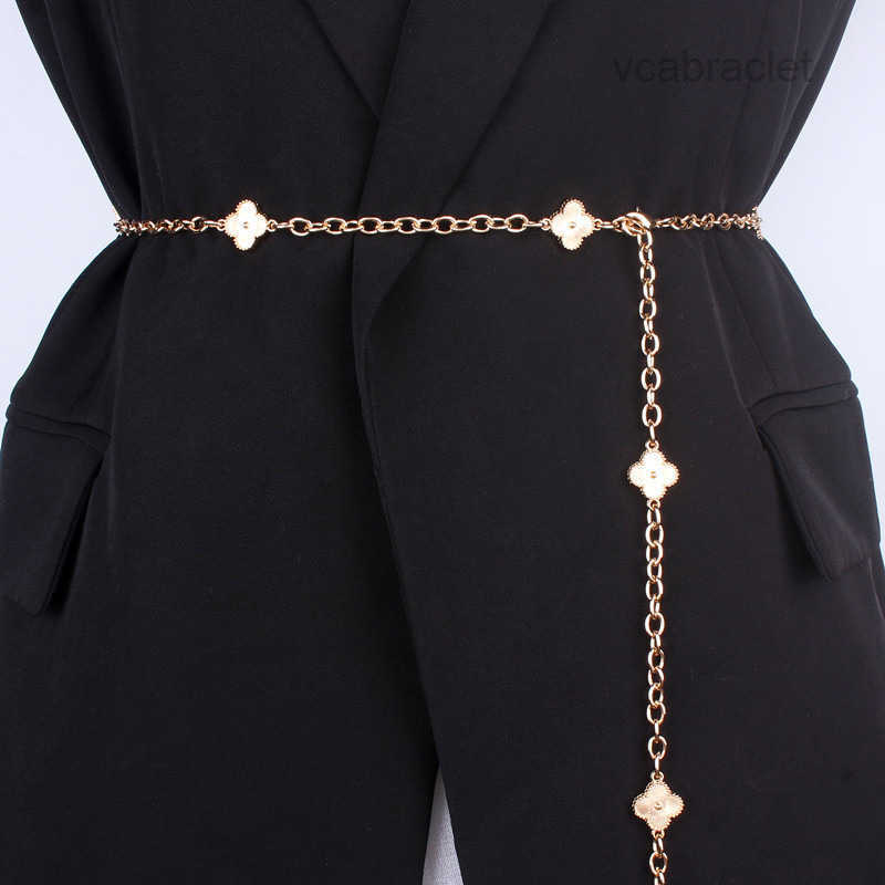 Chain Belts Flowers Gold Belts for Women Dress Waistband Appreal Accessories Metal Thin Strap Corset Belt 230829
