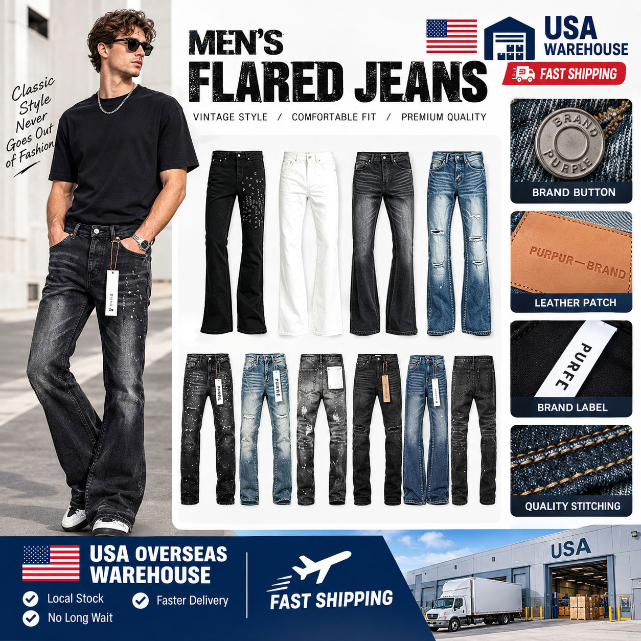 design jeans for mens jeans purple jeans baggy jeans pants High street distressed casual trendy new denim pants Washed Denim Jeans skinny y2k 1:1 Co