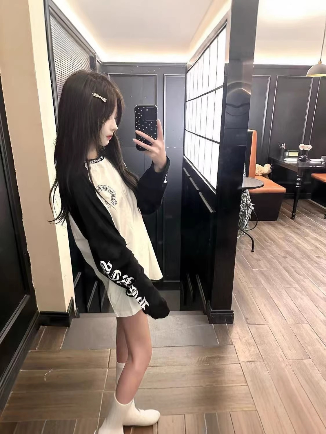 2026 Spring New Niche Versatile American Print Color-Block Top with Patchwork Long-Sleeve T-Shirt for Women, Trendy Ins Style e2