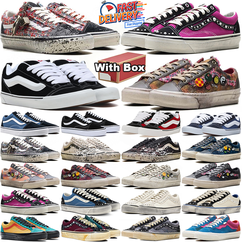 with box van old skools running shoes knu designer pearlized sneakers pearl mens trainers women men outdoor sports sneaker runners wholesale
