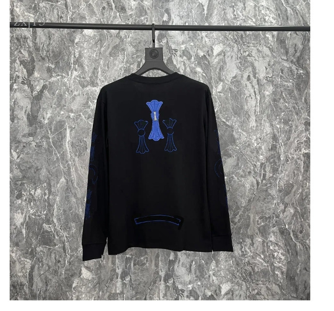 Chrome Round Neck Designers Hoodie Mens Womens High Quality Sanskrit Clothes Crosses Horseshoe Print Back Patterned Long Sleeved Pullover Autumn 4A5