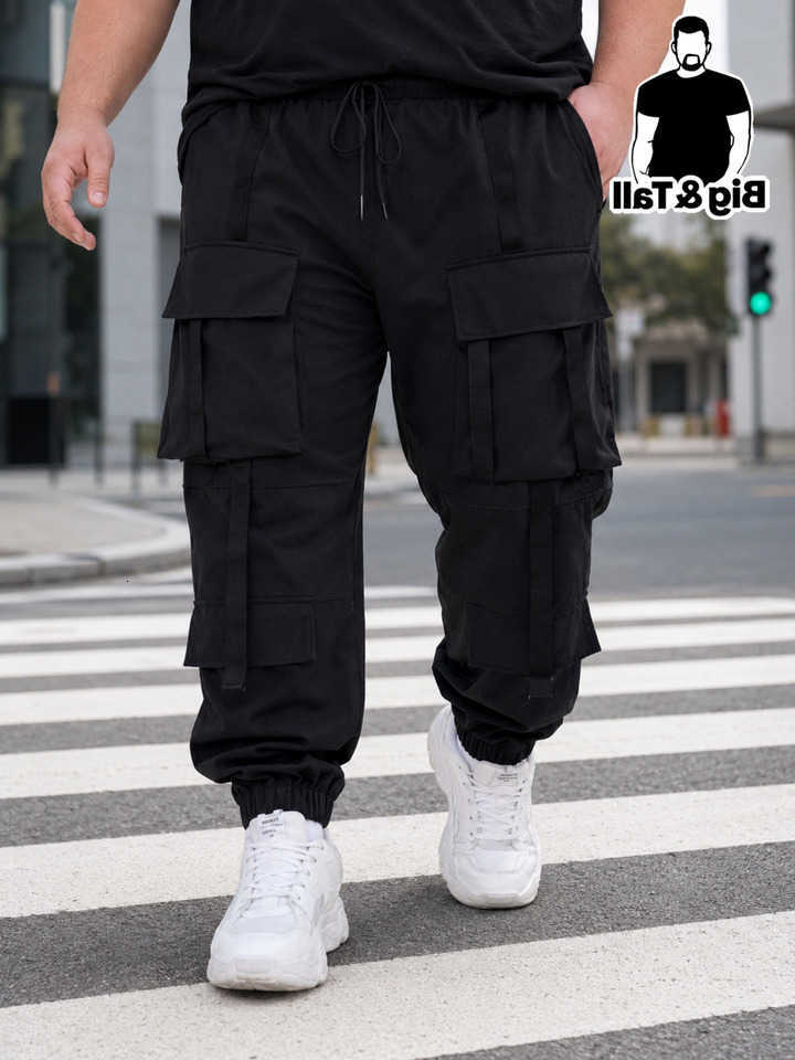 Men's plus Size Casual Loose Work Pants with Multiple Pockets for Daily Commuting Fitness Outdoor Hiking Street StyleT260917