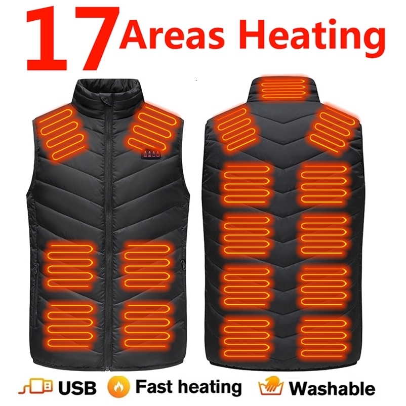 17/13/9 Areas Usb Heated Jacket Men Women Electric Heated Vest Heating Vest Heated Bodywarmer Usb Inner Heat Vest Veste 260916