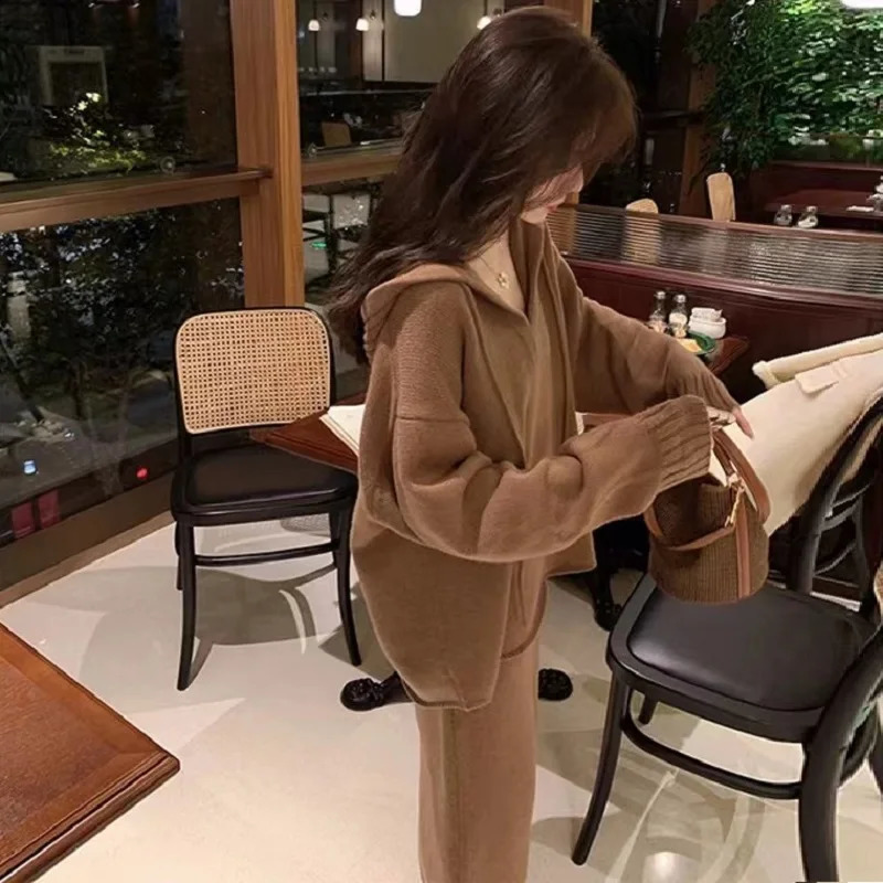 Autumn korean style clothes Knitted suit with skirt clothing women trends 2026 two piece long set 2 outfit Hooded 260916