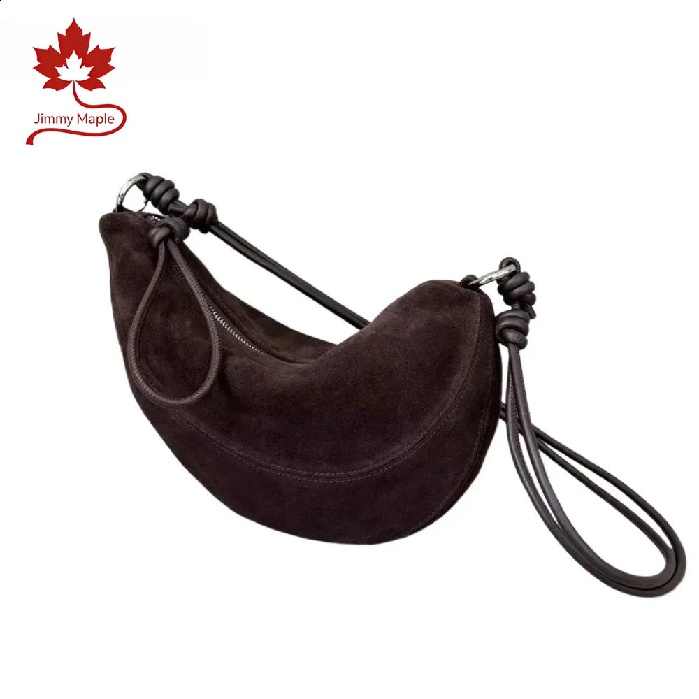 High-end Soft Lambskin matte Suede Leather Half Moon Pea Shape Saddle Bag Green Coffee Women Shoulder Crossbody Bag 260917