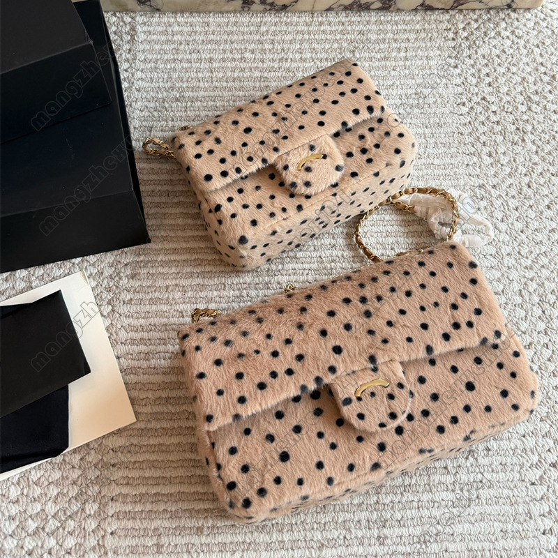 Designer Women Shoulder Bag Polka Dot Plush Soft Furry Flap Handbag Crossbody Purse Autumn Winter Casual Daily Dating Fashion Mini Bag For Everyday