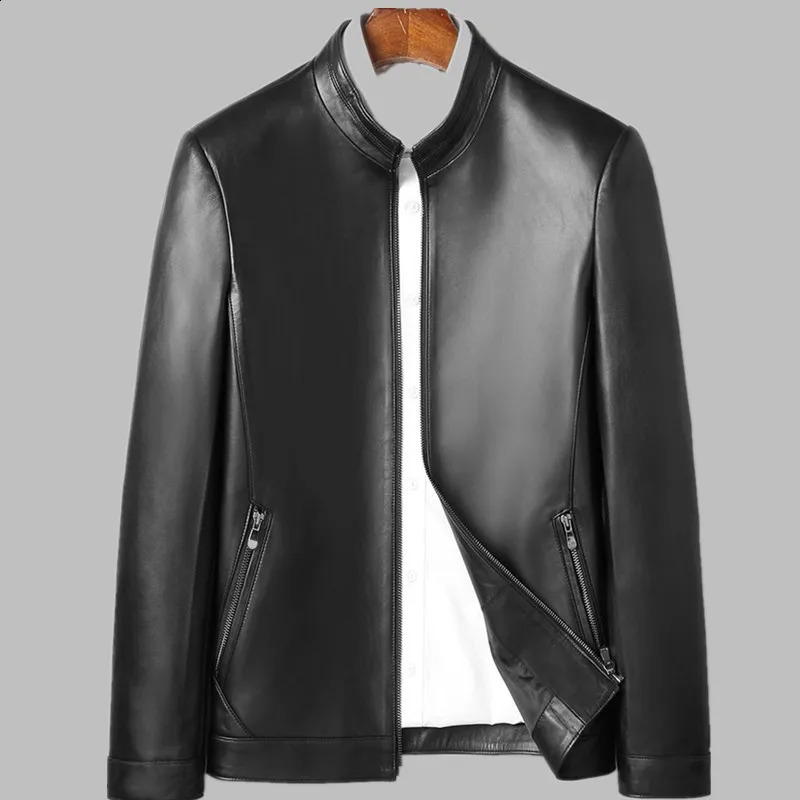 Men's Classic Oversized Sheepskin Leather Jacket Loose Big Size Fat Outerwear Top 260917