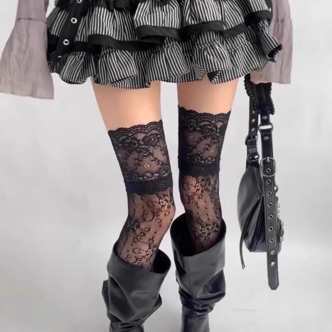 Women sexy Fishnets Socks Lace JK Mesh Lolita Retro Thigh Highs Stockings Woman Spring Summer Casual Long Boots Socks Streetwear 260917