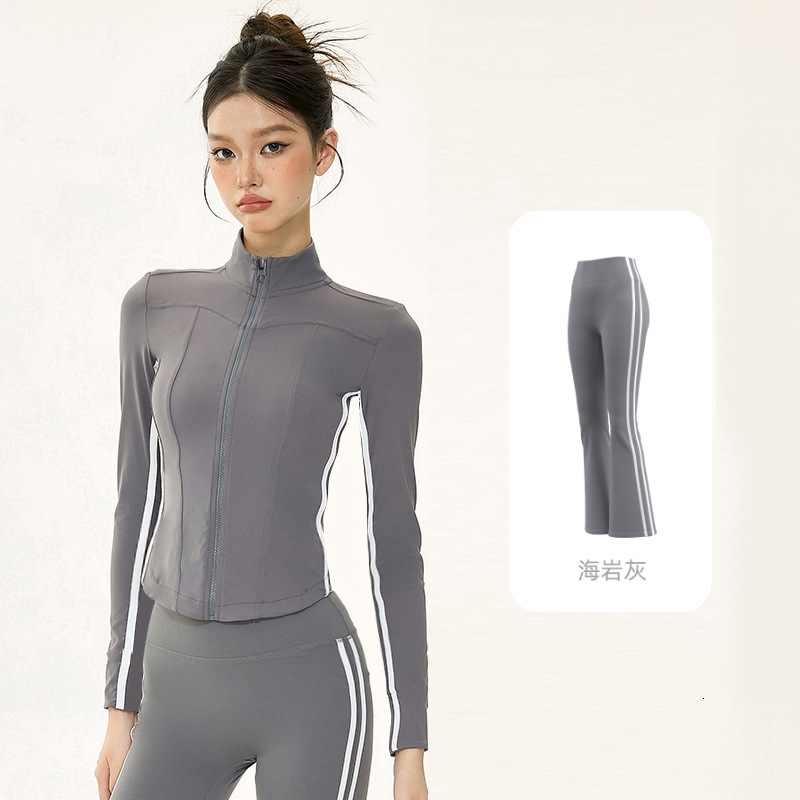 Women's Sweatpants Striped Trousers Casual Pants Yoga Set, Sports Short Jacket, Training Fitness Breathable Quick-Dry Tank Top, Yoga Set With F