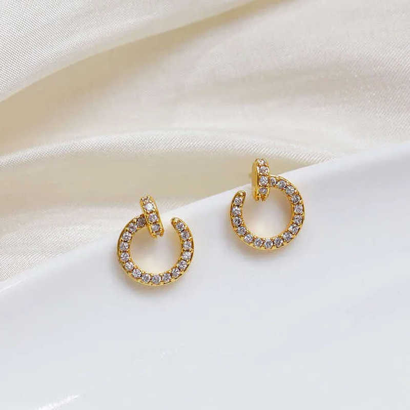 Minimst French Earrings Ear Clips For Women Micro Pave Jewelry Zirconia Half Round Personty Screw Stud S260917YA0O
