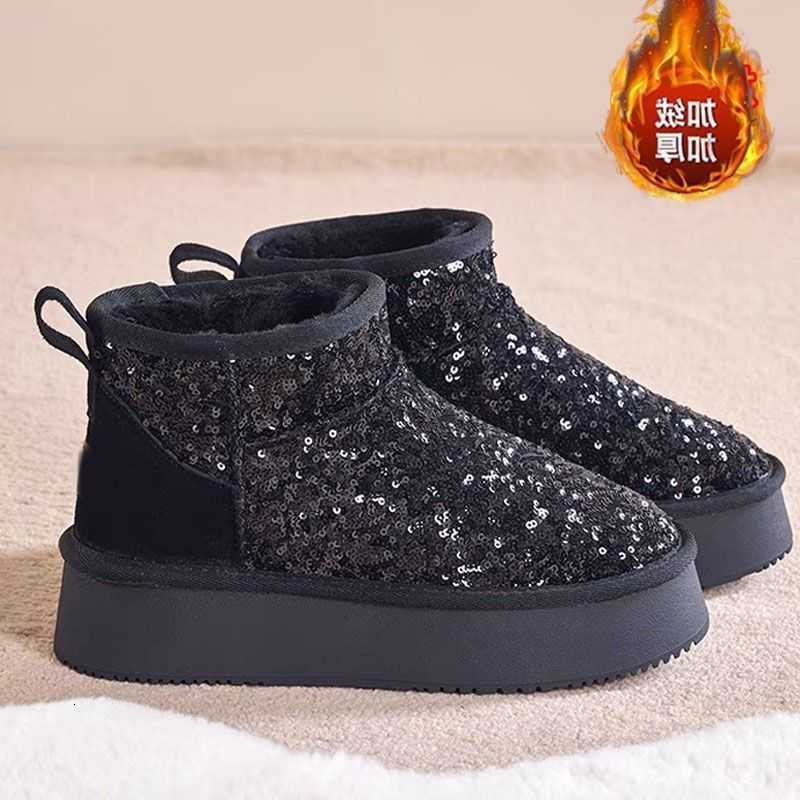 Snow Women Winter Boots Sequin 2026 Woman Thick Short Boots fashion s Casual Non-slip Boots Student Plush Warm Cotton Shoes D260917