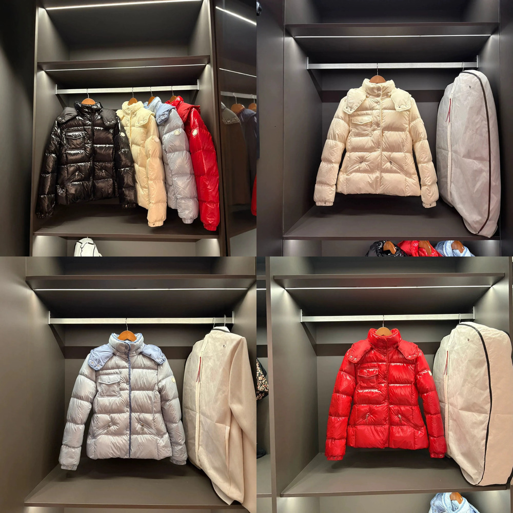 Men's Designer Waxed Leather Cinched Waist Puffer Jacket Classic Thickened Goose Down Printed Coat Stand Collar Zip Up Windproof Hooded Down Ja