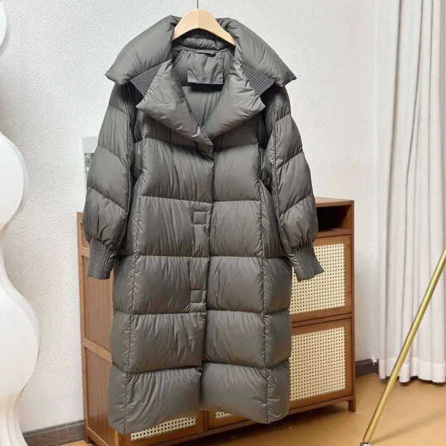 White New Winter Women 90% Duck Down Long Jackets Thicken Puffer Coat Female Loose Single Breasted Warm Parkas H2609171