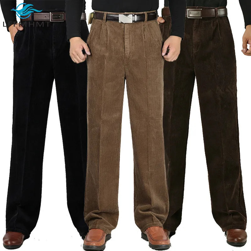 Winter Fall Fashion Corduroy Vintage Solid Color Pants For Men Male Japan Style Harajuku Casual Loose High Waist Thick Trousers 260917