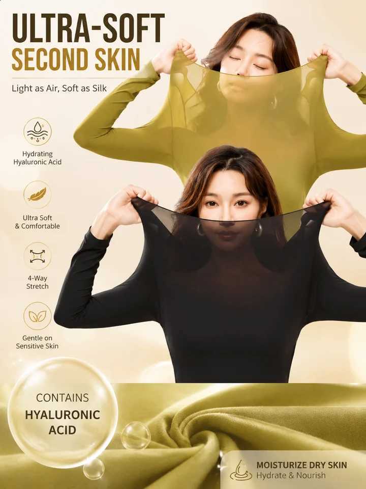 Ultra Thin Second Skin Thermal Set Women Nude Sensation Seamless Long Sleeve Top Leggings Soft Stretchy Winter Base Layer H260916