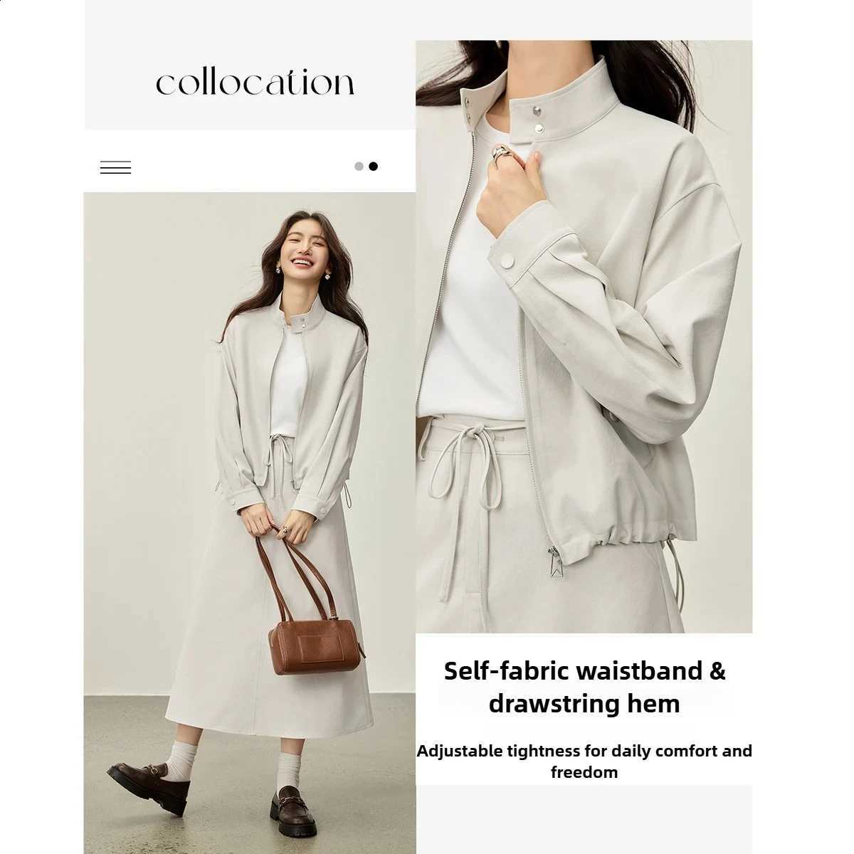 Two SENTUBILA Women's Skirt Coat Piece Matching Set 2026 Fall Elegant Loose Trench Comfortable Bottom Outfit for Lady 153ZA2427W260915