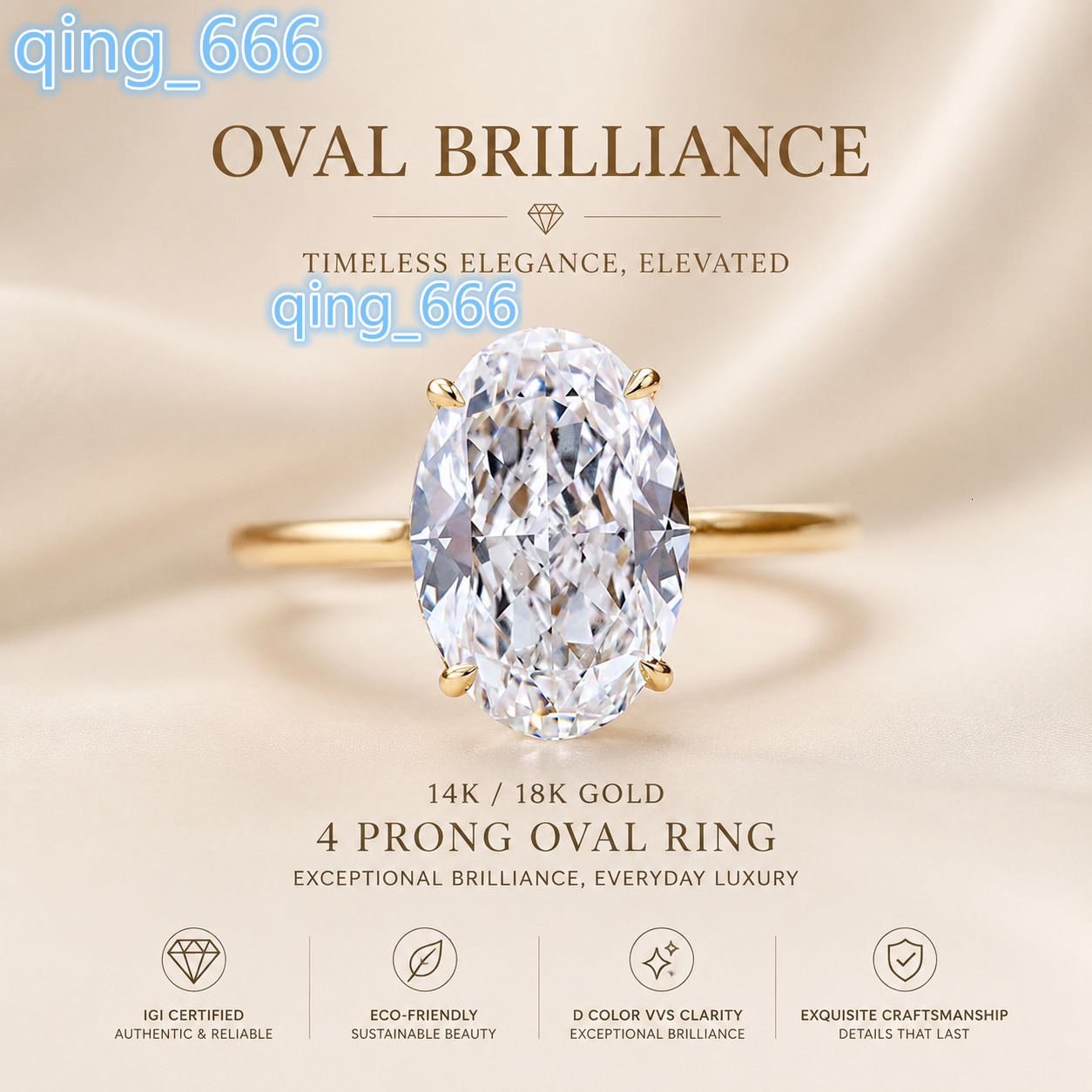 Custom Jewelry for Gift Engagement Ring Wedding Ring Lab Grown Solitaire Diamond Ring