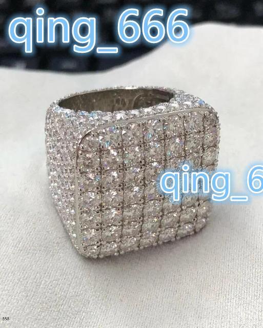 Exclusive Hip Hop 925 Sterling Silver Moissanite Diamond Ring VVS Custom Jewelry for Wedding Party and Gift