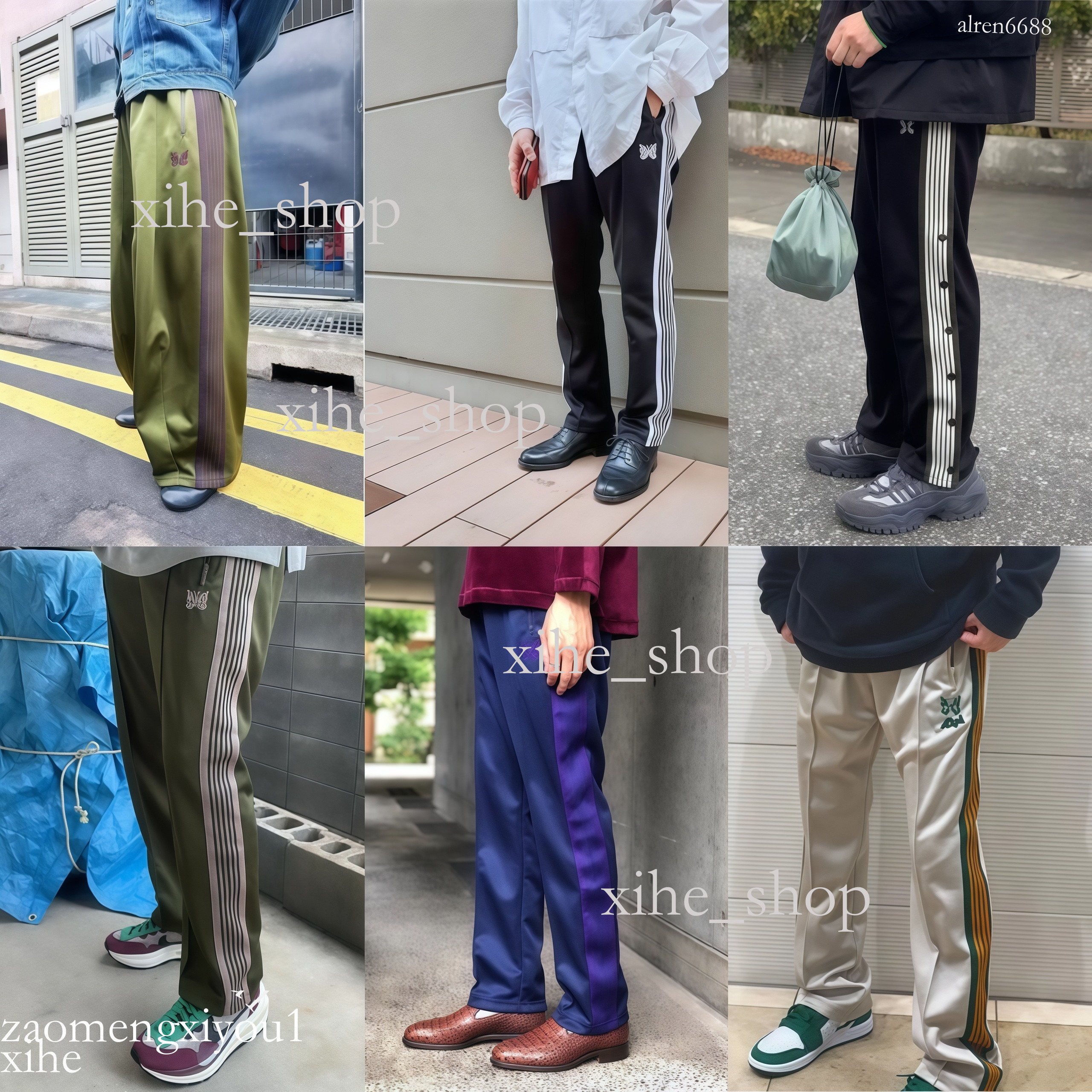 2026 high quality needles trackpants Butterfly Casual Sweatpants High Street Velvet Loose Straight Long Pants Men's Trousers