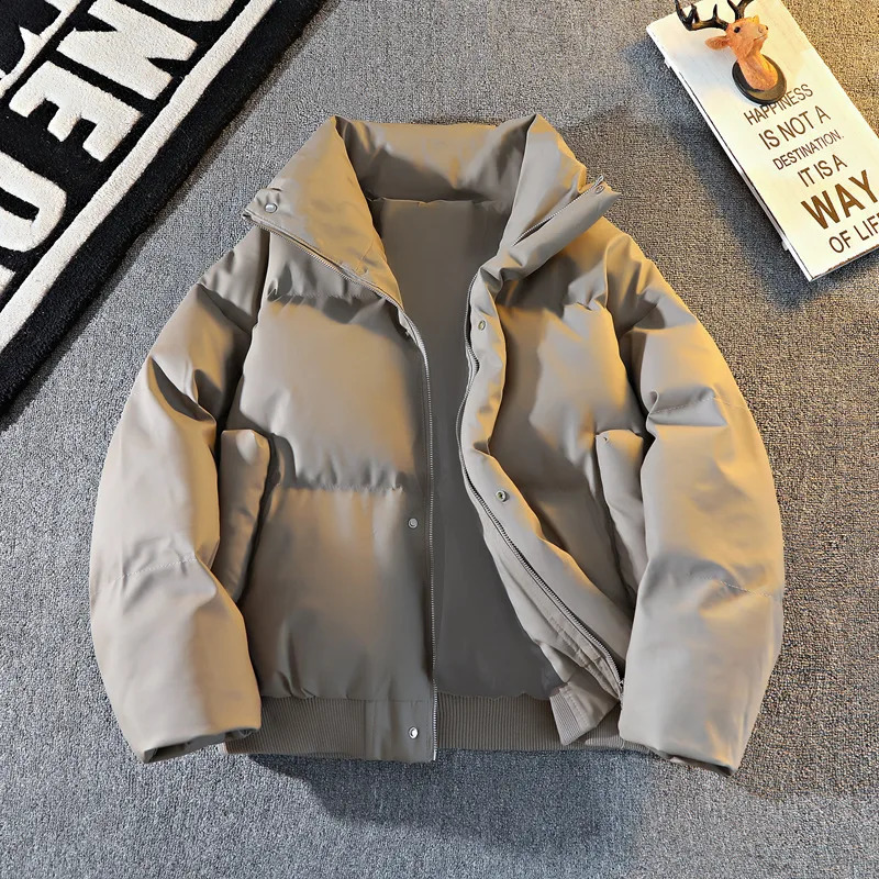 Winter Solid Color Stand Collar Men Parkas Casual Thicken Warm Male Outdoor Clothes Fashion Puffer Zipper Cotton Jackets 260914