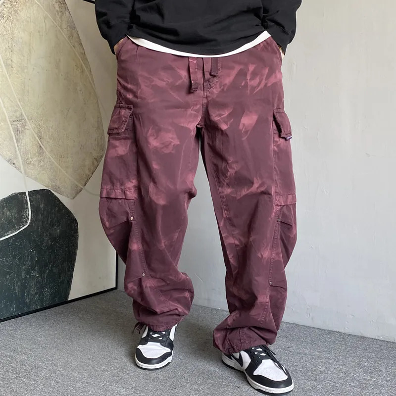 Men Loose Casual Vintage Washed Cotton Plus Size Camouflage Techwear Cargo Pant Cityboy Streetwear Outdoor Track Trousers 260917