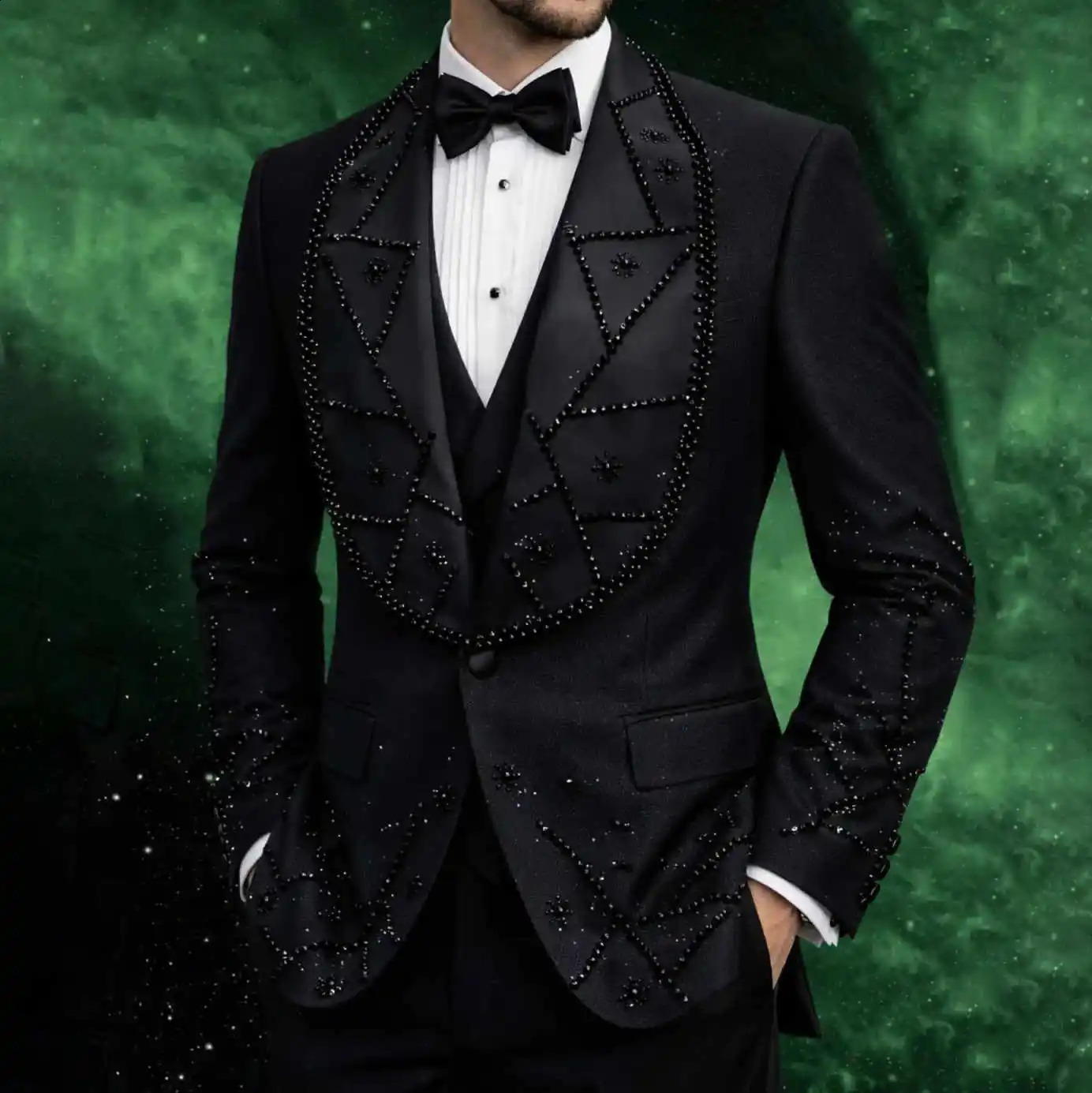 y Men's Suits 2 Pieces Beading Single Breasted Groom Tuxedos for Wedding Slim Fit Formal Business Custom Made Plus Size 260917