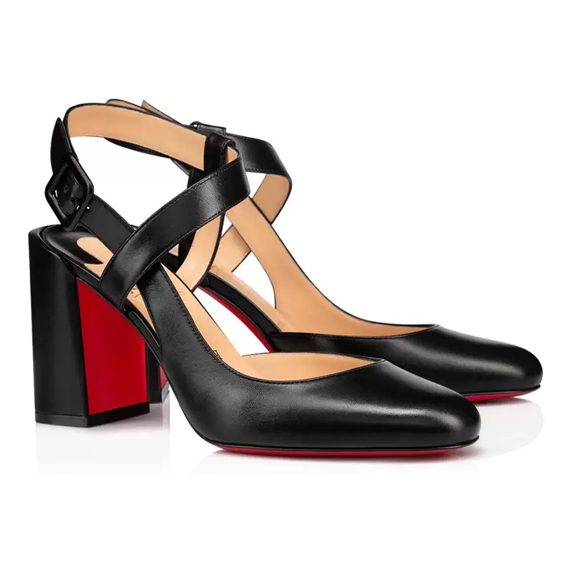 Fashion Perfect Red Bottoms Sandals Pumps Womens Alina 85 mm Elegant Ladies Round Head Patent Leather Designer Ankle Strap Coarse Heel Party Sandal