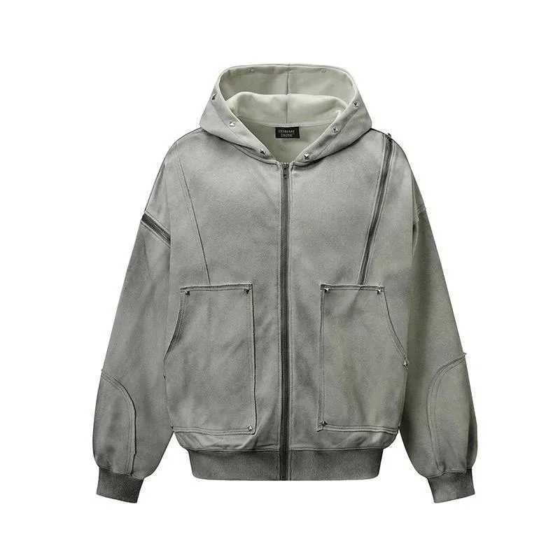 Men's 2025 Autumn New Dirty Dye Hoodie Jacket American Strt Zipper Sweatshirt Vintage Mal ZT5S S260917G19C