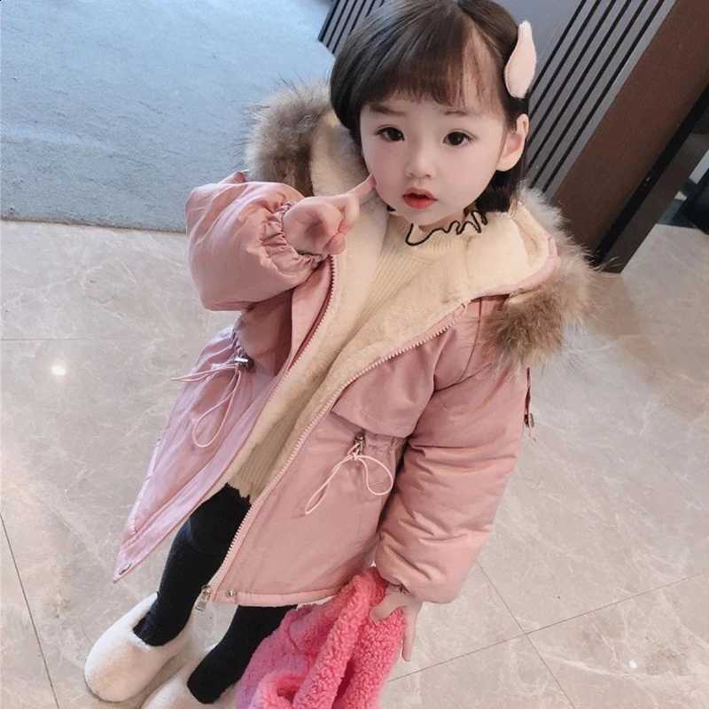 5 2 3 6 4 7 8 Years Winter Baby Girls Jacket Hooded Plus Velvet Thicken Keep Warm Kids Jacket Birthday Gift Children's Clothing J260917