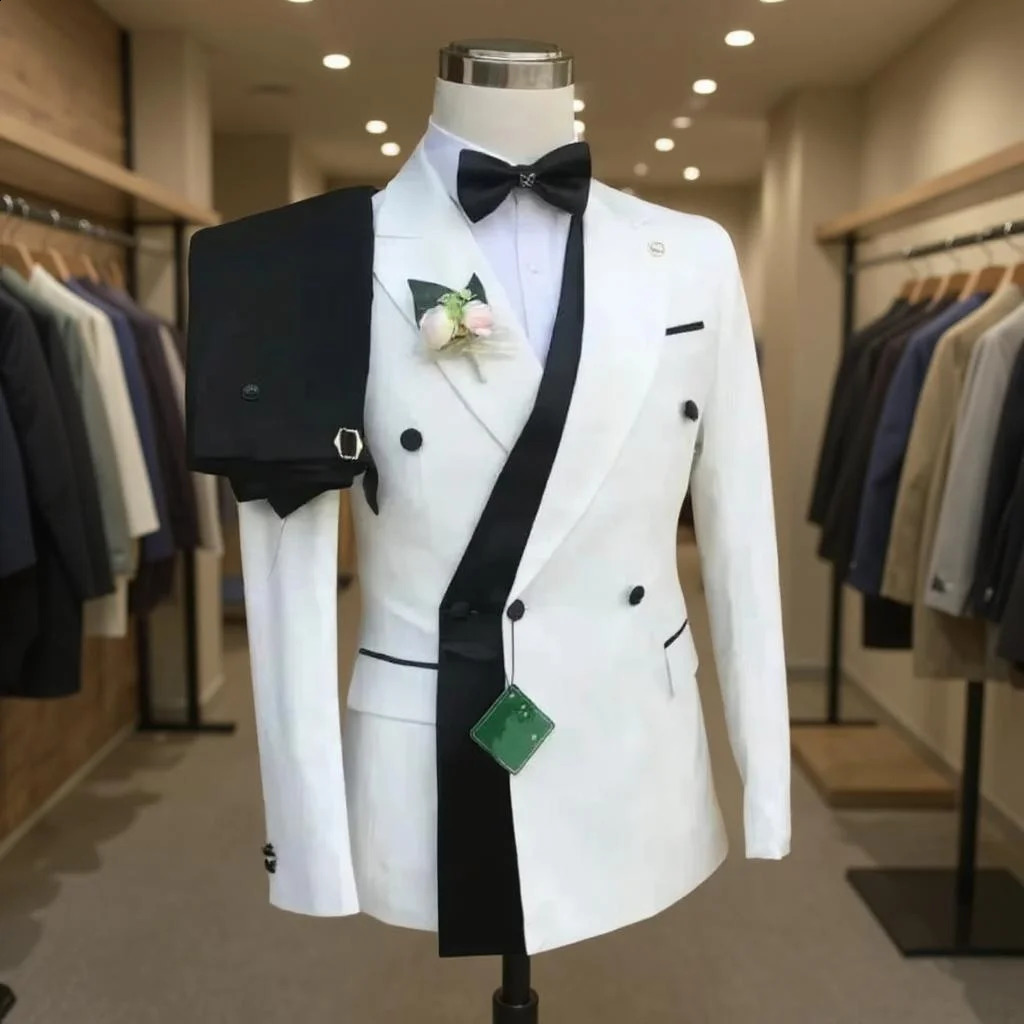 Double Breasted Formal Suits for Men Business Prom Blazer with Pants Wedding Groom Tuxedo Male Custom 2 Pieces Suit Jacket 260917