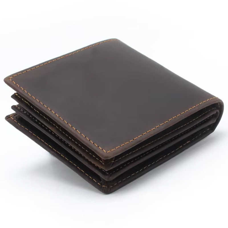 Genuine Leather 100% Simple Design Retro RFID Wallet for Men with Cardholder Money Bags Men's Oil Wax Skin Short WalletsT260917