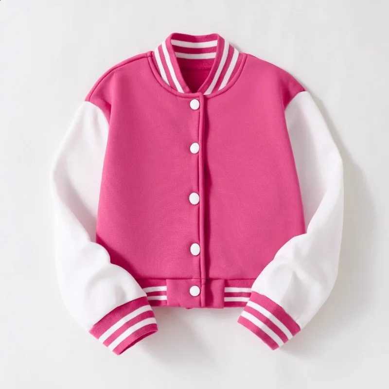 Jacket 4-14Y Children's Teen Boys Girls College Style Cardigan Tops Patched Color Casual 2025 Autumn New Baseball Jersey CoatT260916