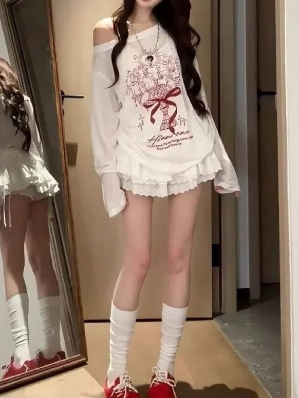 2026 Korean-style new versatile loose-fitting printed long-sleeve sun-protective cover-up fashionable top ins ad
