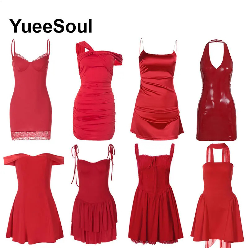 Red Mini Dress Summer Y2K Wedding Party Club Casual High Street Women Dresses Sleeveless Slim Sexy Female Clothing 260917