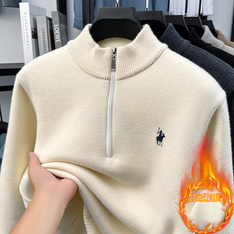 Brand Light Luxury High End Fashion Trend Knitted Men's 2025 Autumn/Winter Ferret Fleece Round Neck Warm Base Sweater J260917