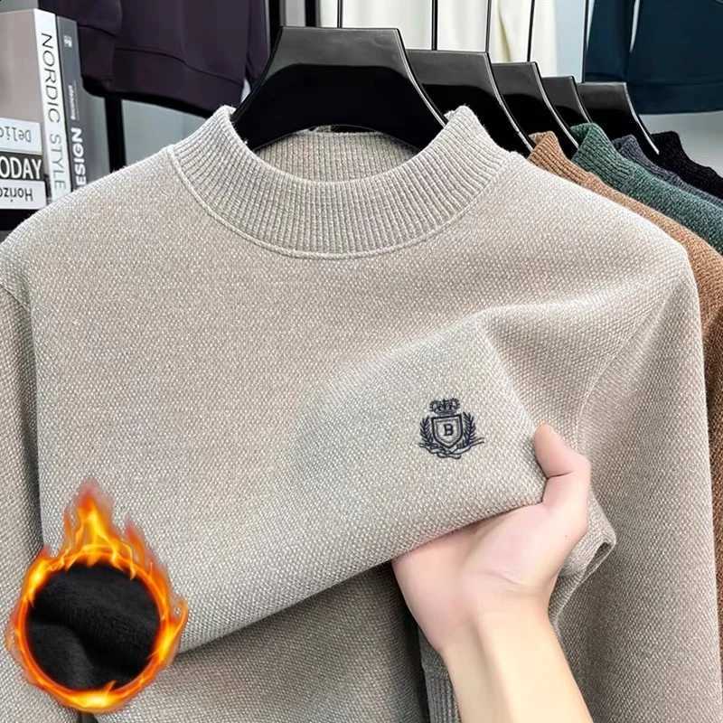 Merino Men's Winter New 100% Wool Half Neck Design Exquisite Pattern Embroidered High Quality Cashmere Knitted Fashion Sweater J260916