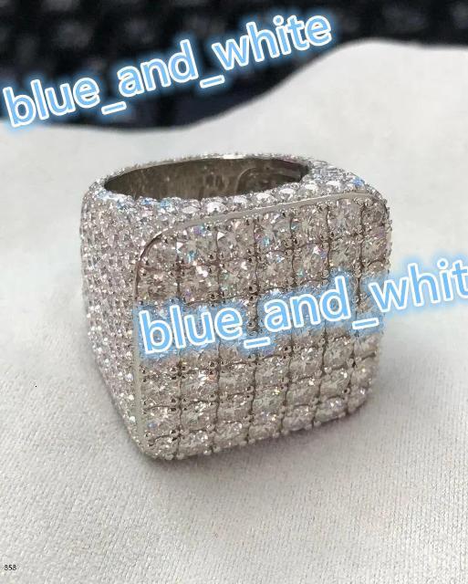 Exclusive Hip Hop 925 Sterling Silver Moissanite Diamond Ring VVS Custom Jewelry for Wedding Party and Gift