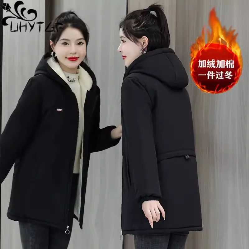 Autumn Outwear Women Classic Waterproof Hooded Parka Jackets Winter New Long Warm Thick Lamb Wool Cotton Parkas Jacket Coat 3075 H260917