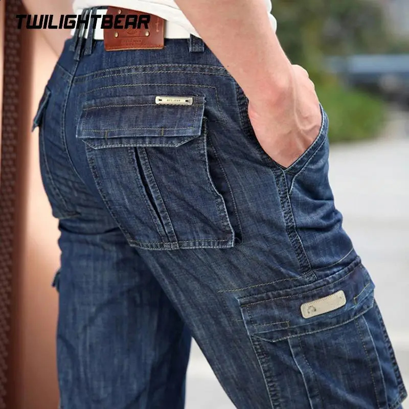 High Quality Mens Jeans Multi Pocket Denim Cargo Pants Oversized Casual Men Clothing Loose Trousers 2944 260917