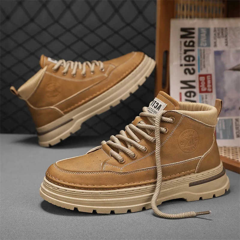 fa1 Men's Boots High Top Casual Sports Shoes for Men Designer Anti-Slip Ankle Boots Outdoor Thick Sole Men Working Boots New D260917