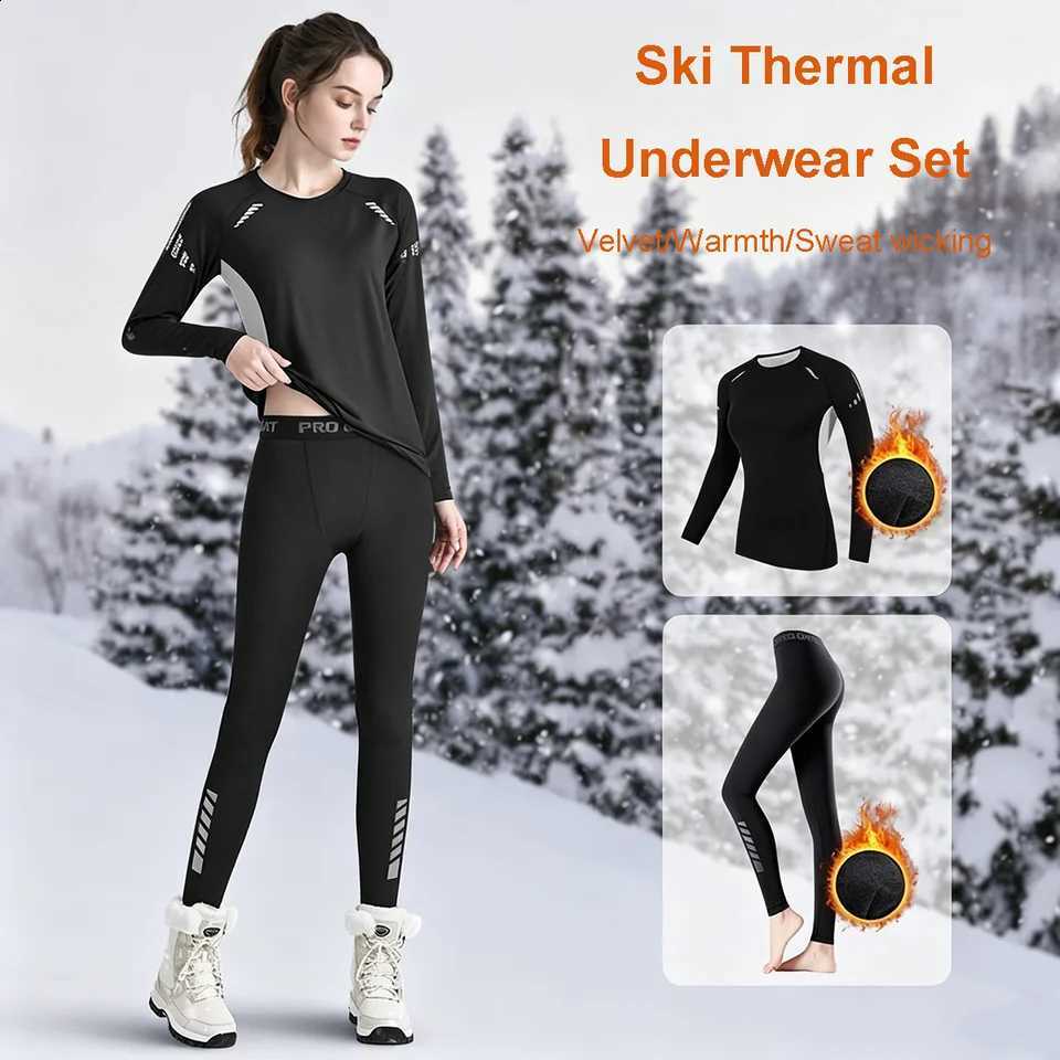 Ski Thermal Underwear Set 2-piece Tracksuit Snowboard Tight-fitting Winter Cold Weather Protective Suit Elastic and Breathable H2609161