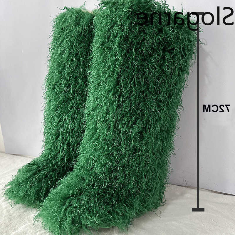 Women New 72CM Long Fur Boots Lady Teddy Faux Fur Over Knee Snow Boots Mongolian Winter Shoes Warm Faux Wool Y2K Plush Footwear D260917