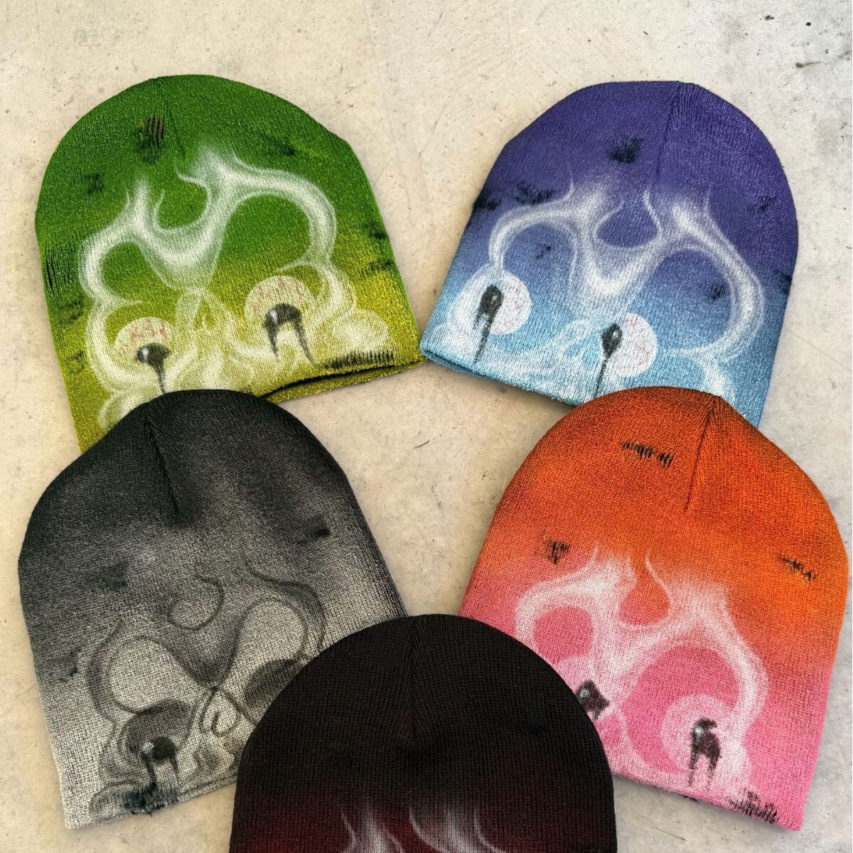 Cross-border European American style windproof warm beanie hats, featuring unique prints and designs ac