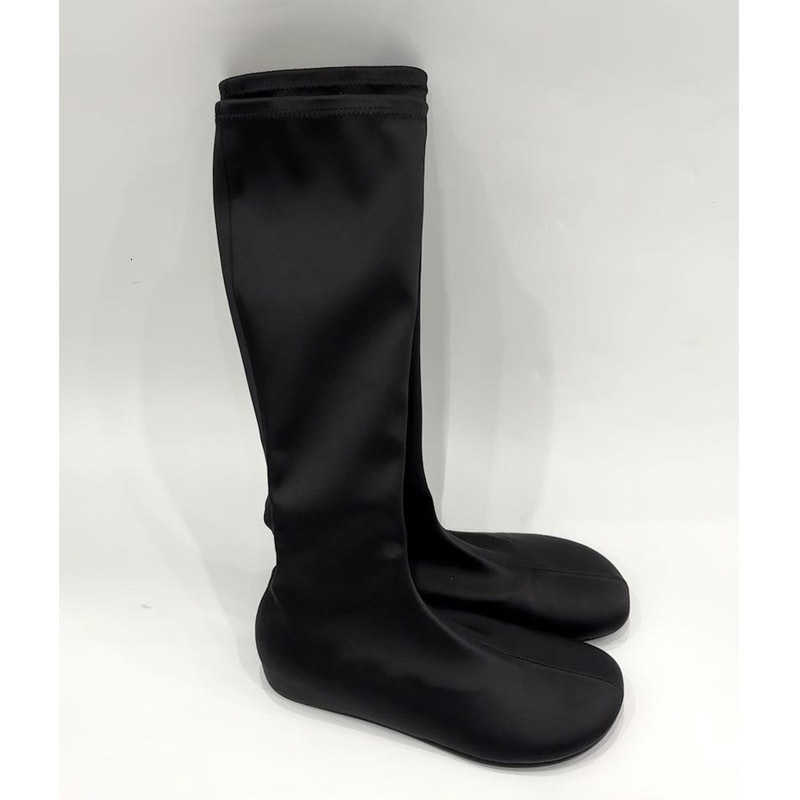 Winter Street fa1 Stretch Fabric Socks Round Toe Women Knee High Boots Concise Height Increasing Long Booties Mujer D260917