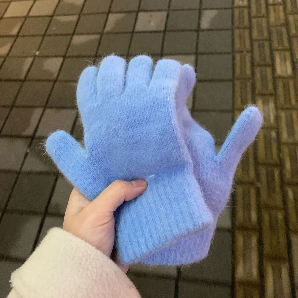 Women's Winter Five-Finger with Fleece, Cute Split-Finger Gloves, Same Style as on Instagram TikTok, Warm Riding, Student Gloves for Men and Wo