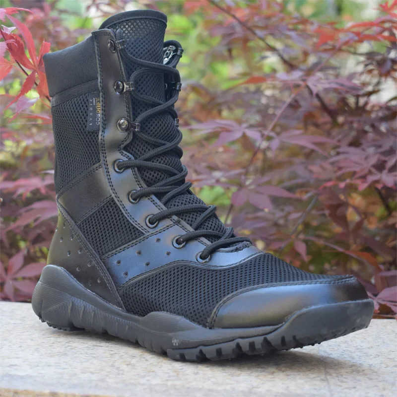 Waterproof Lace Up Tactical Boot fa1 Mesh Motorcycle Men's Work Shoes 47 48 Light Men Combat Ankle Boots D260917