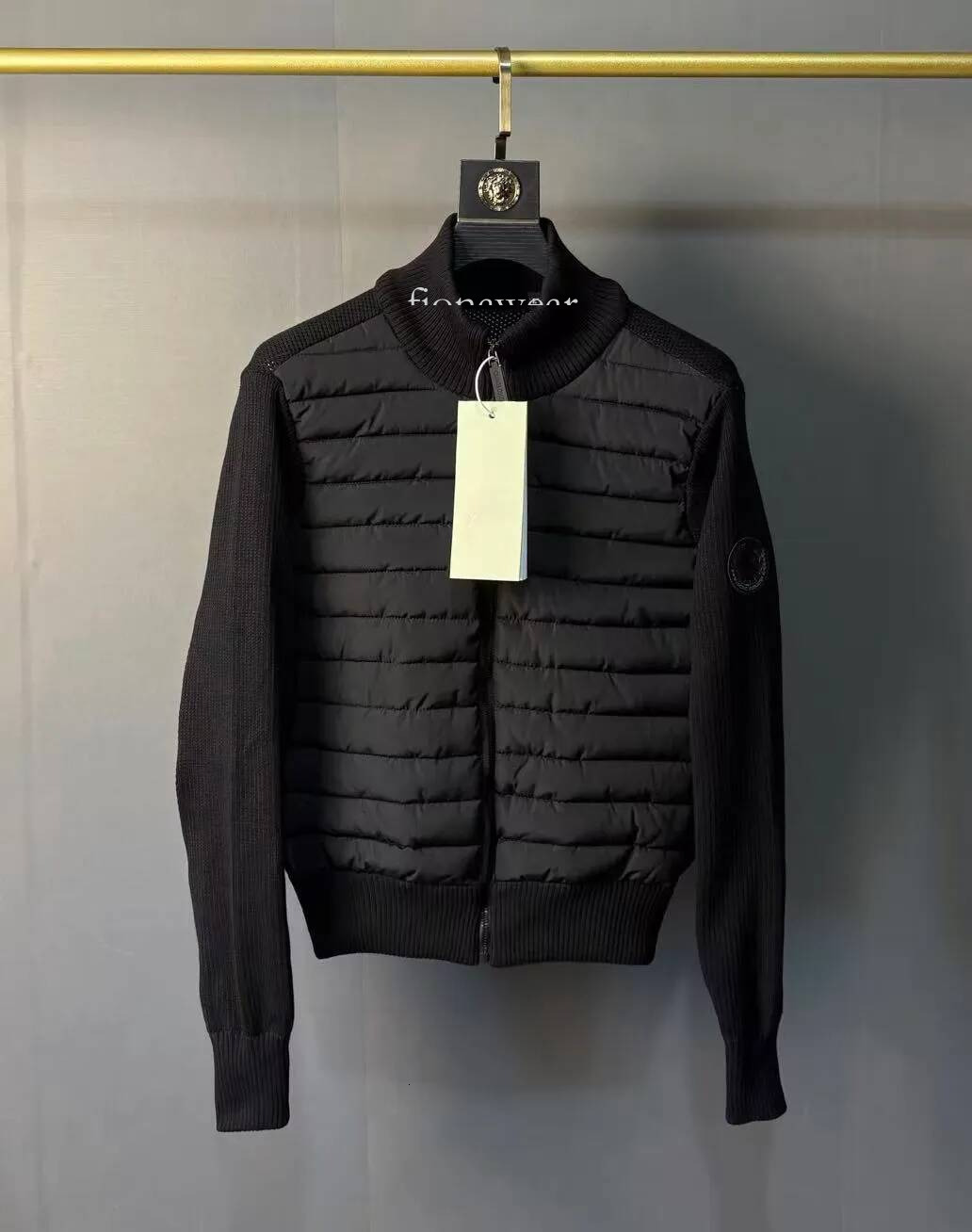 Designer men's canada jacket stand up knit patchwork sweater lightweight down coat men's cotton spring autumn casual jacket men's zip